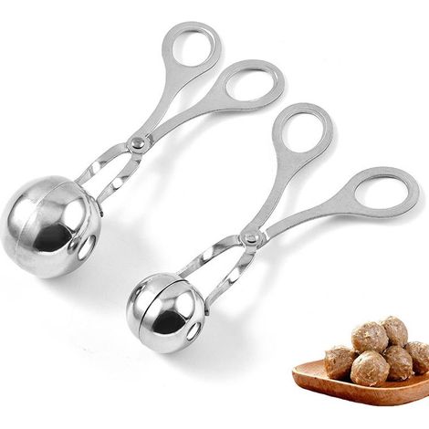 Ensemble de 2 moules à boulettes de viande en acier inoxydable, sans tige, avec poignée antidérapante amovible, accessoires de cuisine (1/5)