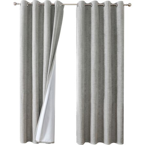 Cortinas opacas con ojales para el dormitorio, cortinas aislantes para el salón, juego de 2. (1/5)
