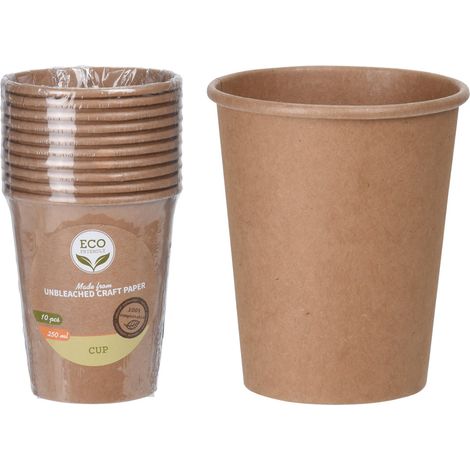 ECOFRIENDLY vasos carton 250 ml 10 piezas , Lote 10 vasos cartón 250 mlIdeal para eventos al aire libreEcológicosFáciles de transportar100% recicablesAguanta be