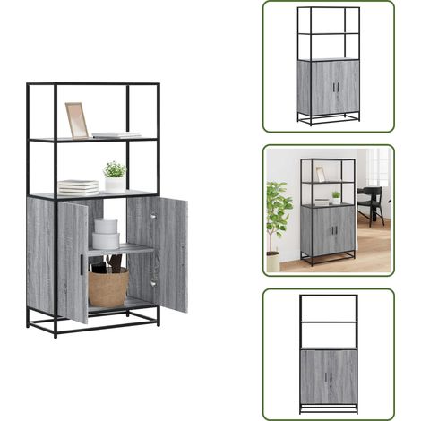 vidaXL Buffet haut sonoma gris 68x35x139 cm bois d'ingénierie et métal (1/5)