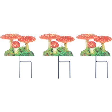 Pique de jardin motif Amanite tue-mouches Lot de 3