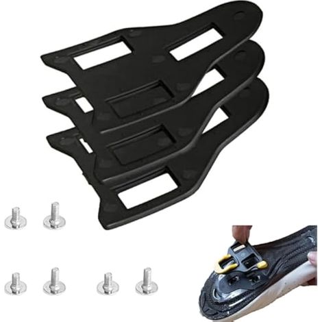 Jeu de cales de fixation vélo compatible Shimano SPD-SL et LOOK KEO, cales plastique 1 mm et 2 mm incluses, idéal pour réglage chaussures cyclisme route.