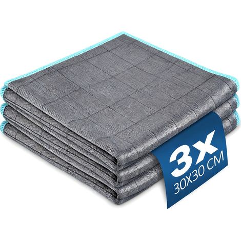 Set mit 3 magischen Mikrofasertüchern zur Autoreinigung, wiederverwendbar und waschbar, 30 x 30 cm