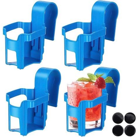 Lot de 4 Porte Gobelet Piscine, Porte-gobelet au Bord de la Piscine, Porte Gobelet pour Piscine Hors Sol, Porte-gobelet Détachable, Accessoires De Piscine, Porte-gobelet pour Les Fêtes D'été, Piscine/ (1/5)
