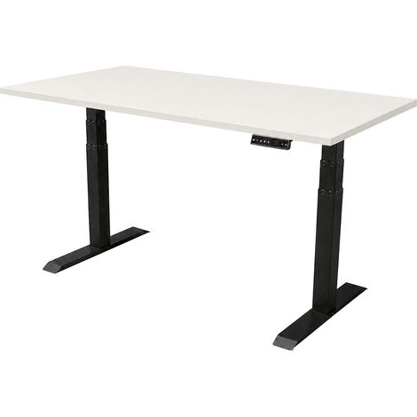 Scrivania regolabile elettricamente - 180x80 cm - Doppio motore - Nero / Bianco (1/5)