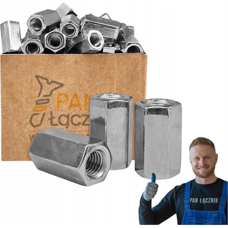Écrou Rallongé Hexagonal Pan Łącznik, M10 x 30 mm, DIN 6334, Zingué, Sac 1 kg (1/5)