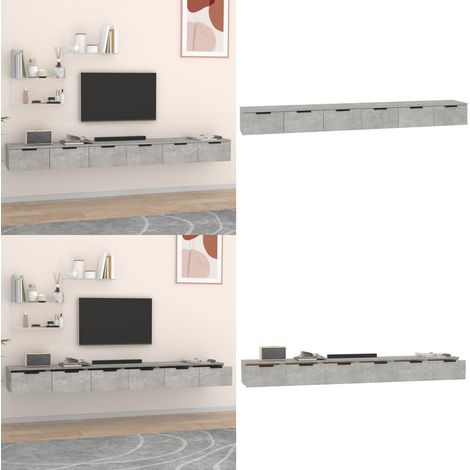 Wandschränke 2 Stk. Betongrau 102x30x20 cm Holzwerkstoff - Wandregal - Regal - Holzwandregal - Beton Grau - Möbel - Home & Living (1/5)