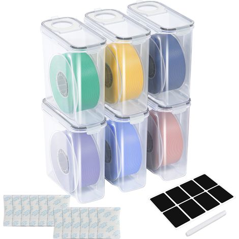 Randaco Boîte de rangement filament 3D 4 L, lot de 6, transparent/noir, anti-humidité avec dessiccant (1/5)