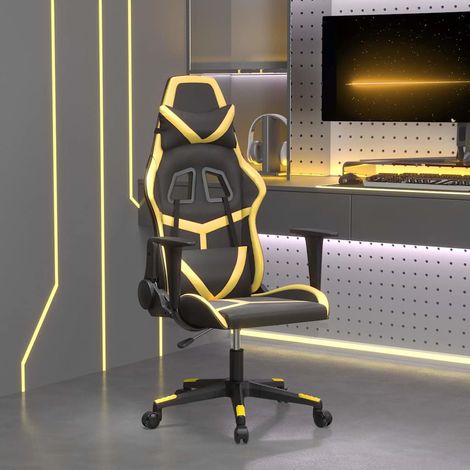 vidaXL Silla gaming cuero sintético negro y dorado (1/5)
