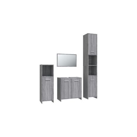 Ensemble de meubles de salle de bain 4 pcs Sonoma gris (1/5)
