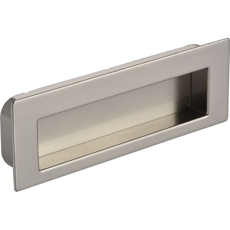 Siro Muschelgriff Nicola B 112 - Zinkdruckguss vernickelt feingeschliffen - Einlassmaß 106,5x31mm - Griff für Möbel und Schubladen