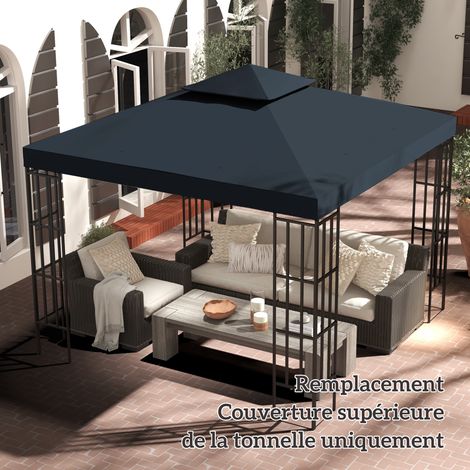 Telo di ricambio per gazebo/tenda 3 x 3 m, in poliestere ad alta densità 180 g/m², grigio scuro.