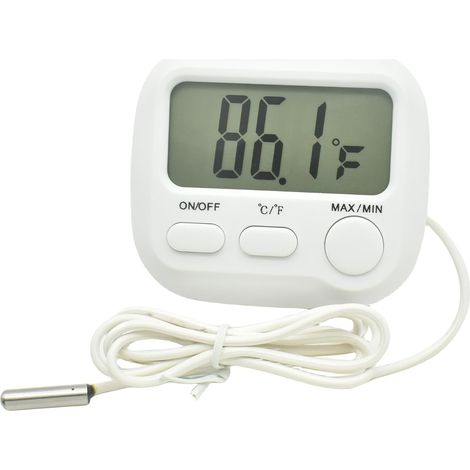 Petit thermomètre numérique avec interrupteur marche/arrêt, pour une utilisation intérieure et extérieure, avec une sonde de 1 m (3 pi). (1/5)