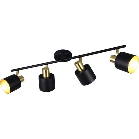 Plafonnier lampe de plafond chambre spot orientable noir-or L 78 cm