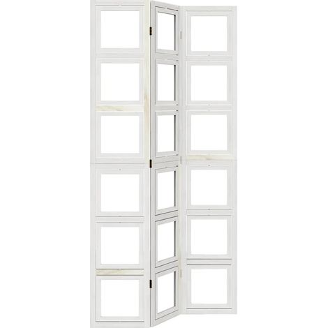 Room Divider 3 Panels White Solid Wood Paulownia vidaXL