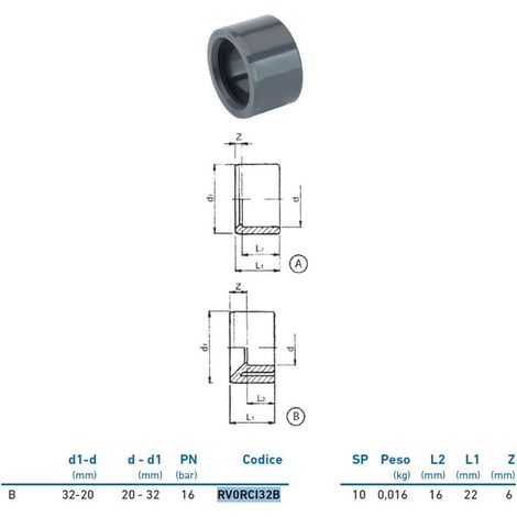 Riduzione M/F corta PVC-U metrico ø32x20 INPFRC132B00 - - IRRITEC - -