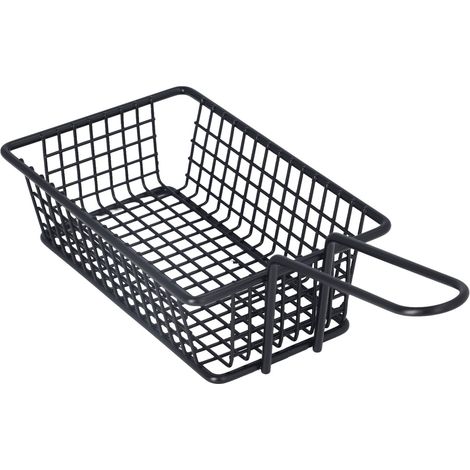 Panier à friture rectangulaire court en acier inoxydable de qualité alimentaire avec poignée, idéal pour la maison ou les restaurants. (1/5)