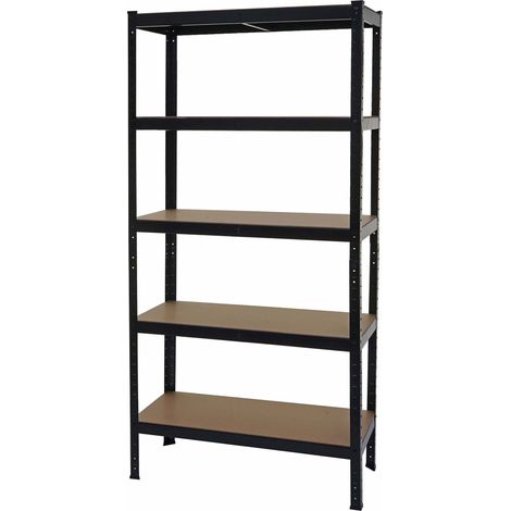 [NON UTILIZZATO] Scaffale officina ufficio garage HHG-410 metallo MDF 5x ripiani colore nero (1/5)