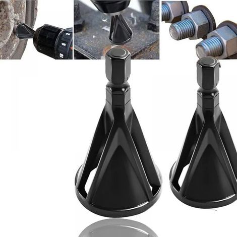 Outil d'ébavurage externe, Hexagon-Black-2pcs Outil de chanfreinage Perceuse externe à grande vitesse en acier inoxydable Outil d'ébavurage répare ra (1/4)