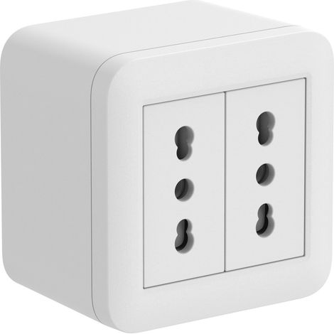 'CONTENITORE ''FIXA'' n.2 prese bipasso - col.bianco' n.2 prese bipasso - col.bianco (1/5)