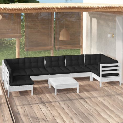 8-tlg. Garten-Lounge-Set mit Kissen Weiß Kiefernholz vidaXL (1/5)