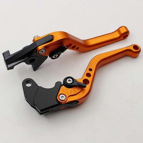 Convient pour la moto Boolean XB12R modifiée, poignée de frein et d'embrayage en alliage d'aluminium, klaxon de frein, accessoires de tige de traction (court orange) (1/5)