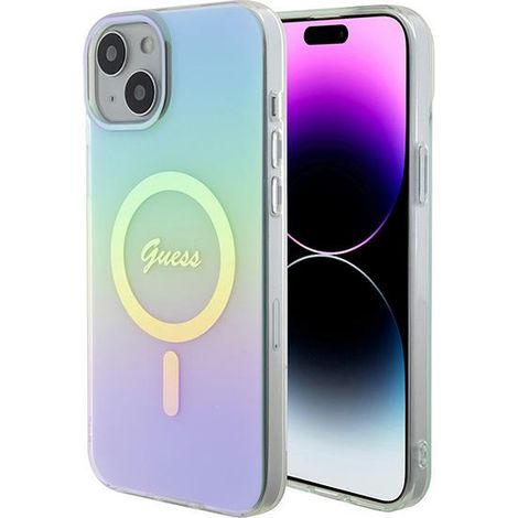 Funda rígida Guess GUHMP15MHITSQ para iPhone 15 Plus / 14 Plus de 6,7 pulgadas, color turquesa/turquesa, con aislamiento IML iridiscente y MagSafe. (1/5)