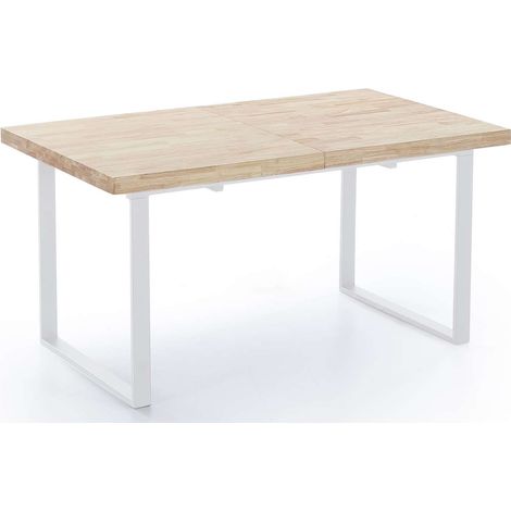 Mesa extensible Natural de estilo Industrial Roble Nordish/blanco 76 cm(alto)140-180 cm(ancho)80 cm(largo) (1/2)