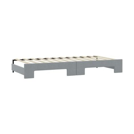 Lit avec tiroirs et méridienne avec tiroirs, gris clair, 90 × 200 cm, tissu, rangement pratique intégré, tissu doux et respirant, pour chambre, confort quotidien, assemblage rapide (1/5)