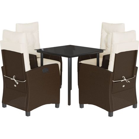 Maison Exclusive - 5-tlg. Garten-Essgruppe mit Kissen Braun Poly