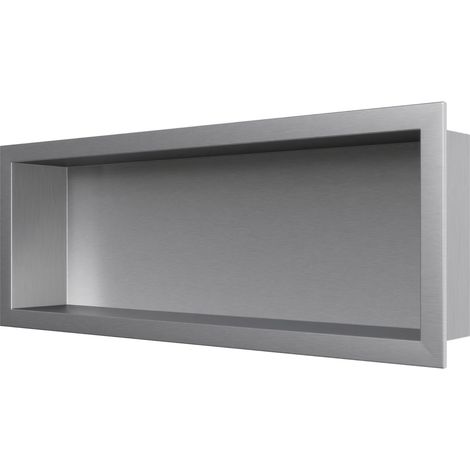 BERNSTEIN - Niche murale douche acier inoxydable, étagère rangement douche salle de bain encastrable BS206010 - 20x60x10cm - Acier brossé (1/4)