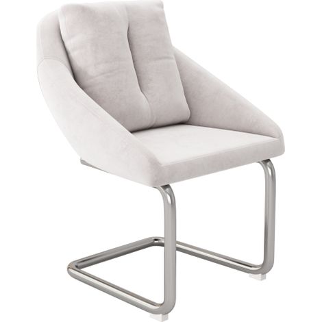 Chaises de salle à manger en velours (lot de 6, avec coussins d'assise) — chaises pivotantes haut de gamme pour salons et chambres confortables et décontractées pieds incurvés beige. (1/5)
