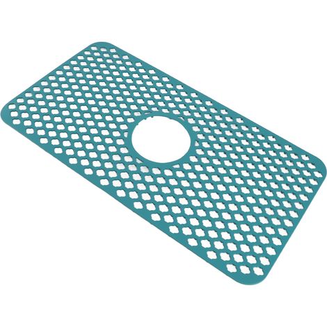 Tapis d'évier de cuisine isolé et creux, antidérapant, multifonctionnel, grande taille, en silicone vert (1/5)