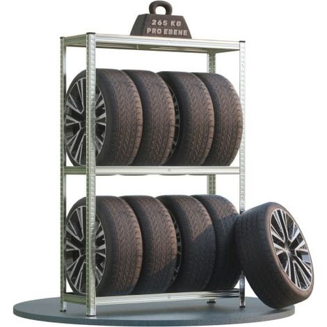 Rack Rangement Pneus Étagère Pour 8 Pneus 180 X120 X 40 cm - Charge 795 kg - En Acier (1/3)