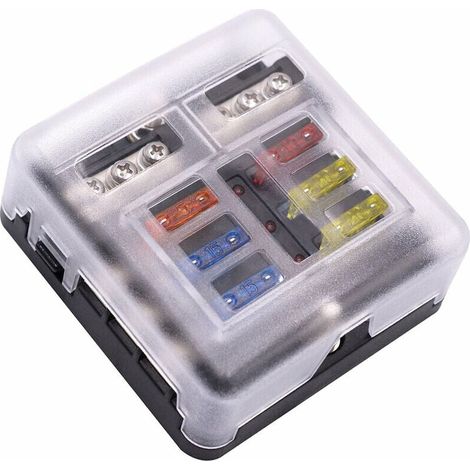 Boite A Fusibles Avec Bus Negatif, Bloc De Porte-Fusibles A Lame 6 Voies Avec Indicateur Led Pour Camion De Voiture De Bateau (1/4)