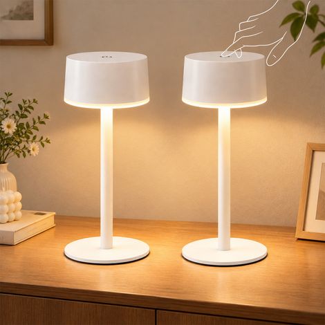 GBLY LED Lampe de table moderne lot de 2 batterie 1800 mAh température de couleur 3000 K lampe de chevet blanche tactile port USB C LED intégrée dimensions 194 x 80 x 75 mm pour chambre terrasse salo (1/5)