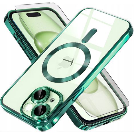 Funda para iPhone 15, Electro MagSafe, Verde + Protector de pantalla (1/5)