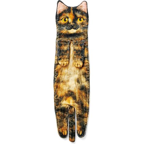 [Serviette] Torrille pour chat [Kitten Towel] Torrille pour chat décorative en polyester coton 55 cm x 13 cm 110 g 6 couleurs (orange, gris, noir & blanc, brun, blanc, noir) 1 serviette absorbante et  (1/5)