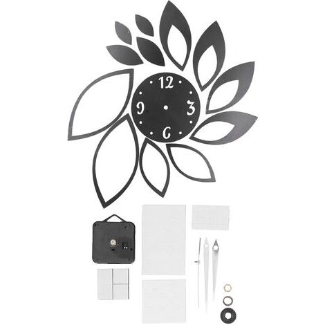 Pegatinas de espejo para reloj de pared, bricolaje, decoración moderna para el hogar, pegatina de fondo para sala de estar negra (1/5)