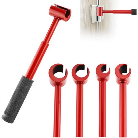 Outil Réglage de Charnière de Porte 4 en 1, Acier Clé Réglage l'Écart Charnière avec 4 Têtes Rechange Ajusteur d'Écart Porte pour Usage Domestique et Commercial (1/5)