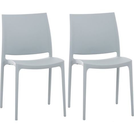 Lot de 2 chaises de jardin empilables Maya en plastique Gris clair (1/5)
