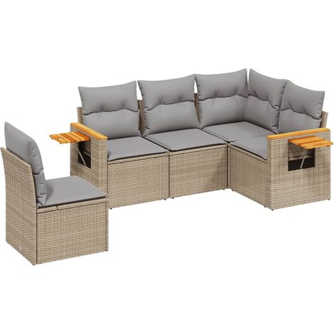 Maison Exclusive - Patio Sofa Set 5-Posti Beige and Grey (1/5)