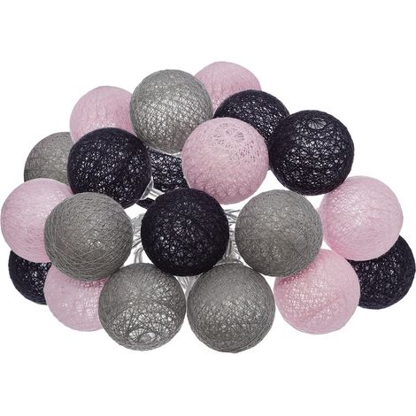 Guirlande décorative lumineuse 20 LED Boules en Coton D 6 x L 435 cm - Multicolore - Atmosphera