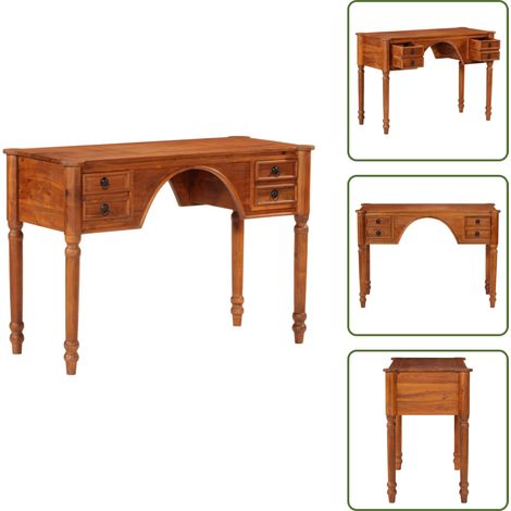 The Living Store Schreibtisch mit Schubladen 110x50x76 cm Massivholz Akazie - Schreibtisch mit Schubladen (1/5)