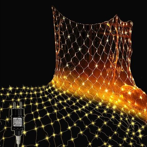2 m x 2 m (144 lumières) - Modèle à brancher, 144 LED, rideau lumineux, guirlande lumineuse, blanc chaud (1/4)