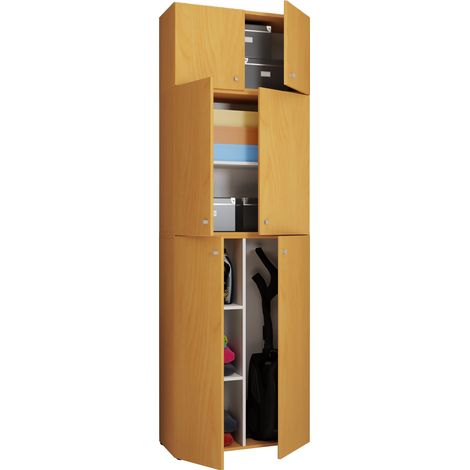 Gabinete de limpieza de gabinete de escoba de madera Lona A 223x70x39 - VCM