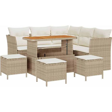 Maison Exclusive - Set Divano da Giardino con cuscino 9 pcs beige e panna