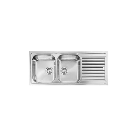 Lavello ZENITH 210 116x50 2 vasche destre+ gocciolatoio ACCIAIO INOX (1/7)