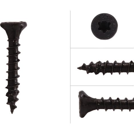 Schwarze Schrauben Verzinkt 3 x 20 mm Torx 10 mit Schneidkerbe -