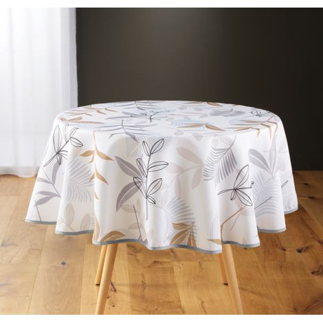 Nappe de table ronde à motif végétal "Miraline" - Multicolore - D 180 cm - Livraison gratuite (1/3)